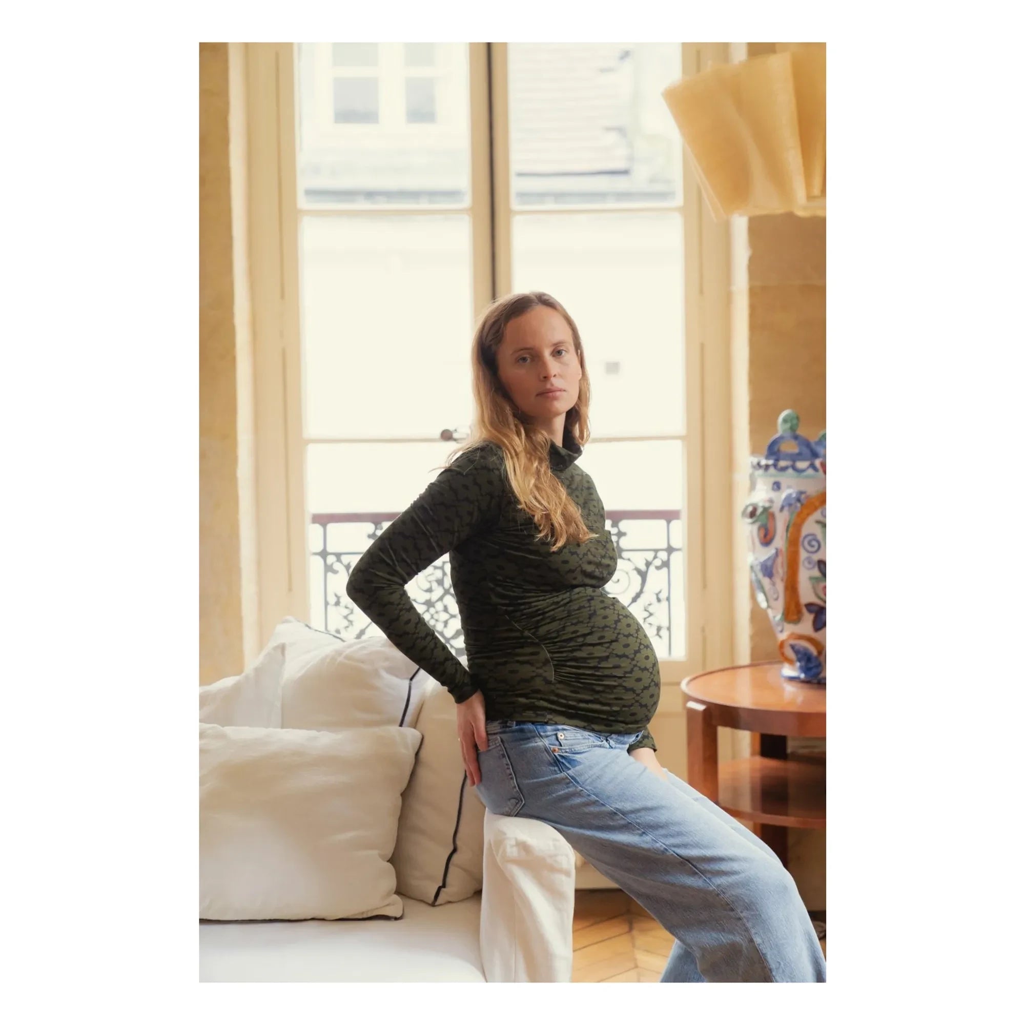 Paloma Collection - Mathilda Seventies Maternity Top | Khaki