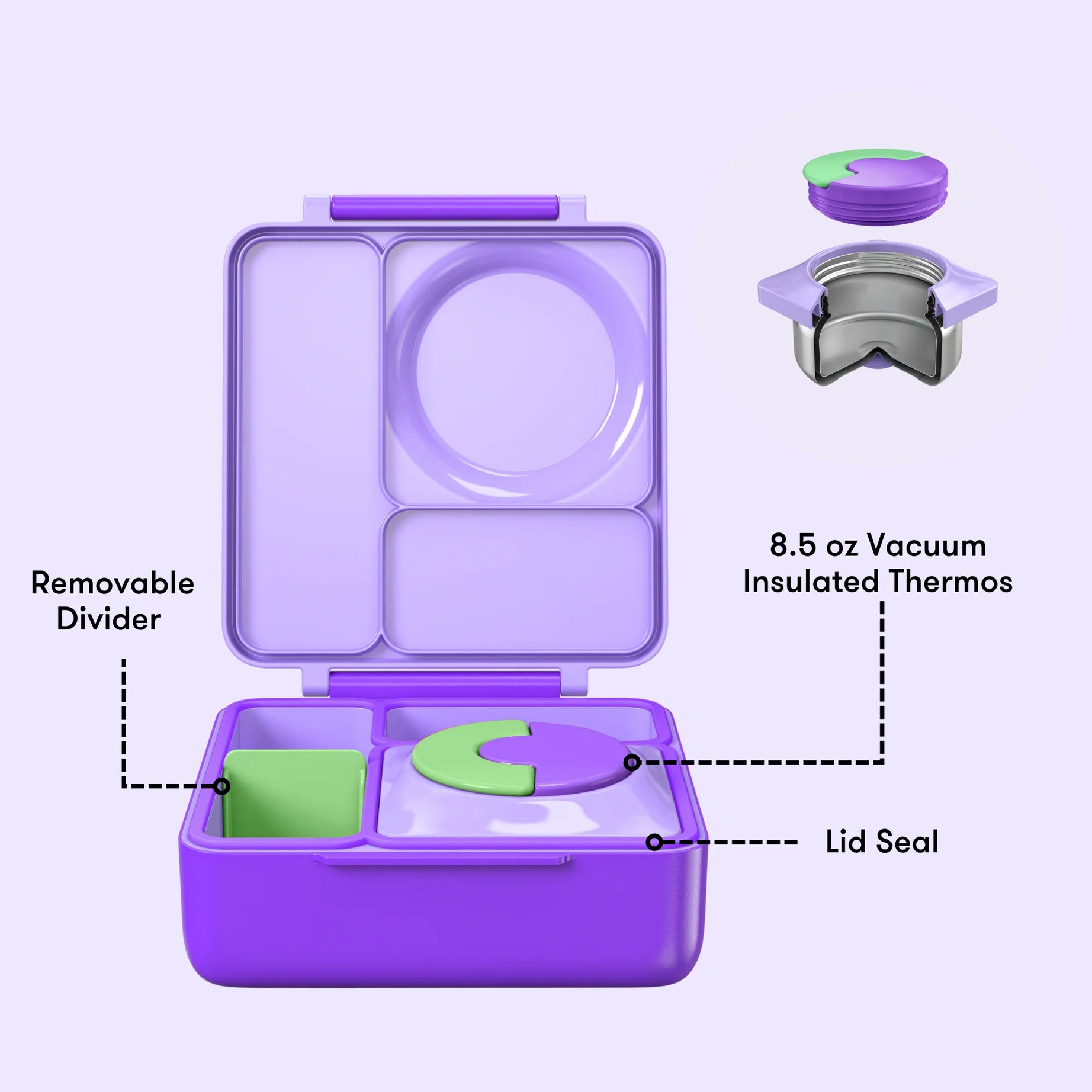 Omiebox - Heat Insulated Lilac Purple Bento Lunch Box
