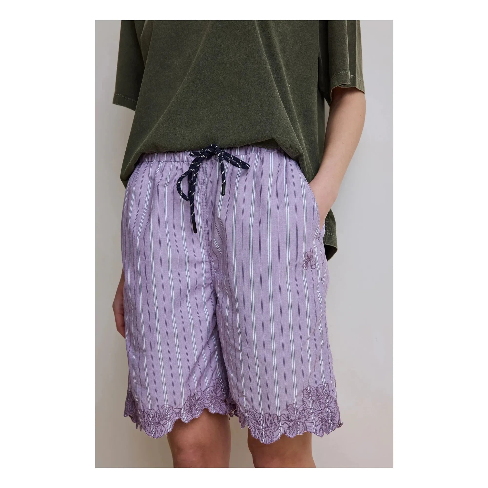 Hod - Domitille Cotton Striped Shorts | Lilac