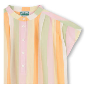 Kenzo - Neşeli Tatlı Çizgili Düğmeli Elbise | Açık Pembe