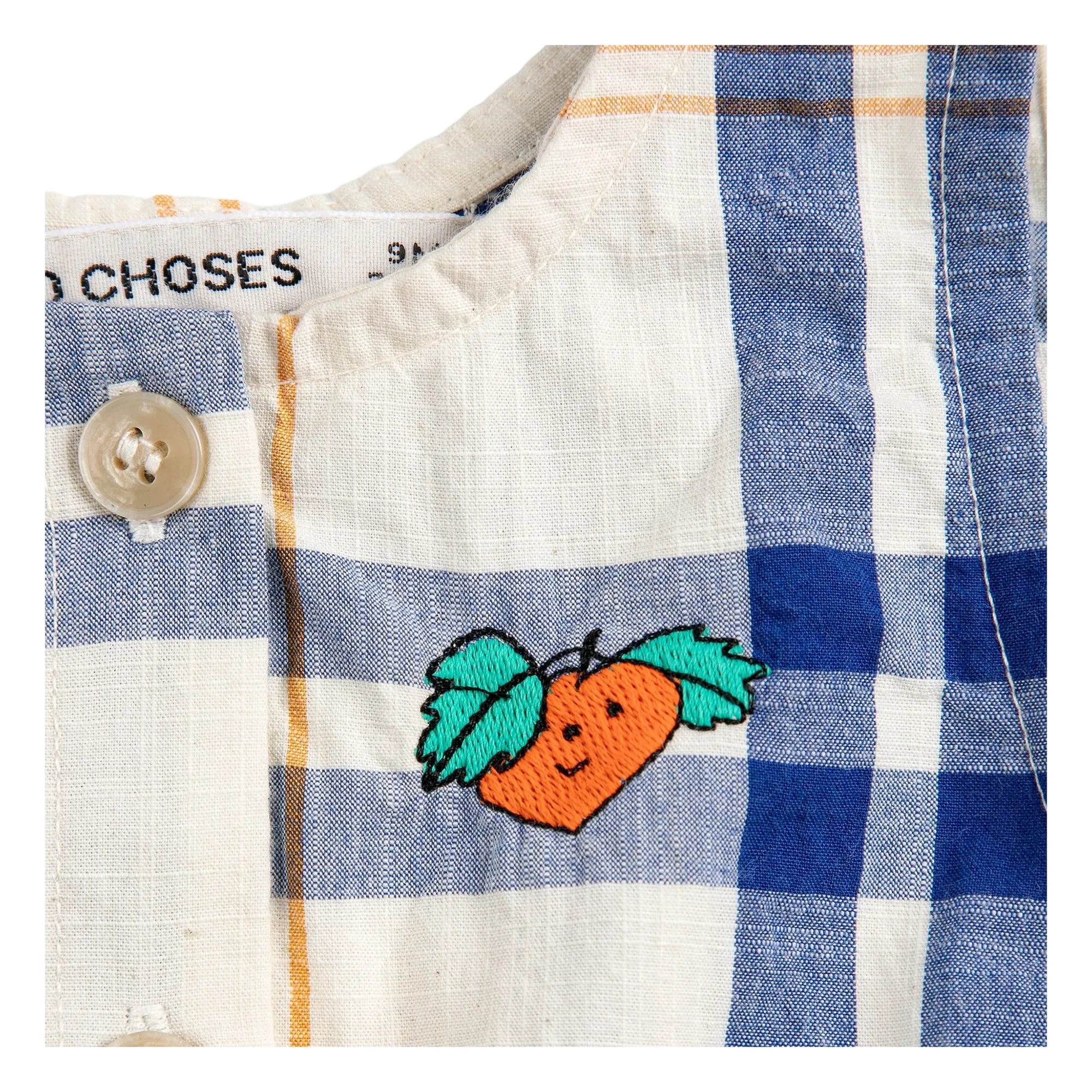 Bobo Choses - Tartan organik pamuk tulum | Ecru