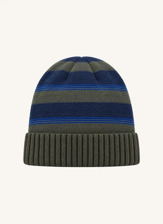 Smallable Kid - Miro Striped Wool Beanie | Khaki