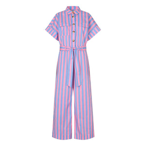 Lollys Laundry - Mathilde Cotton Striped Jumpsuit | Pink