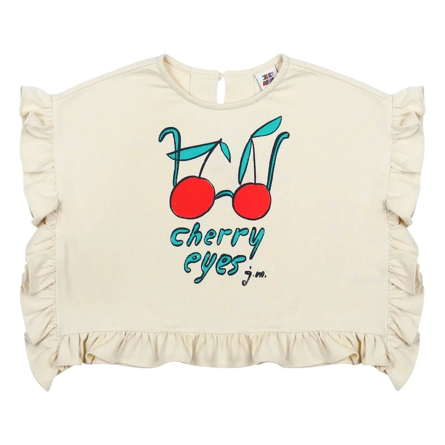 Jelly Mallow - Cherry Eyes Ruffle T-Shirt | Ivory