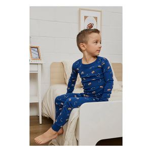 Petit Lem - Organic Cotton Football Pajamas | Dark Blue
