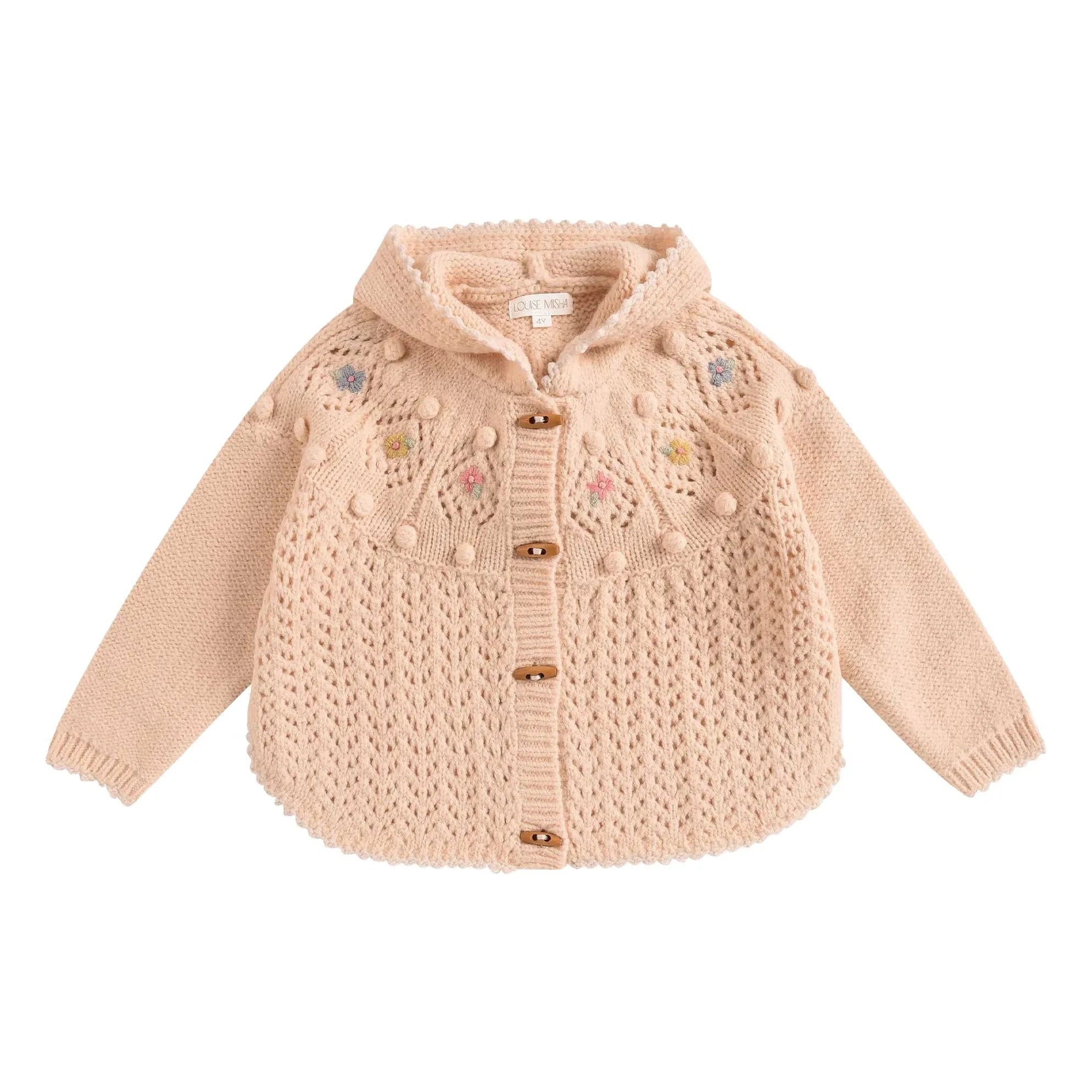 Louise Misha - Iona Wool Hooded Cardigan | Pale Pink