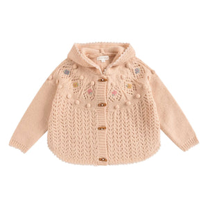 Louise Misha - Iona Wool Hooded Cardigan | Pale Pink