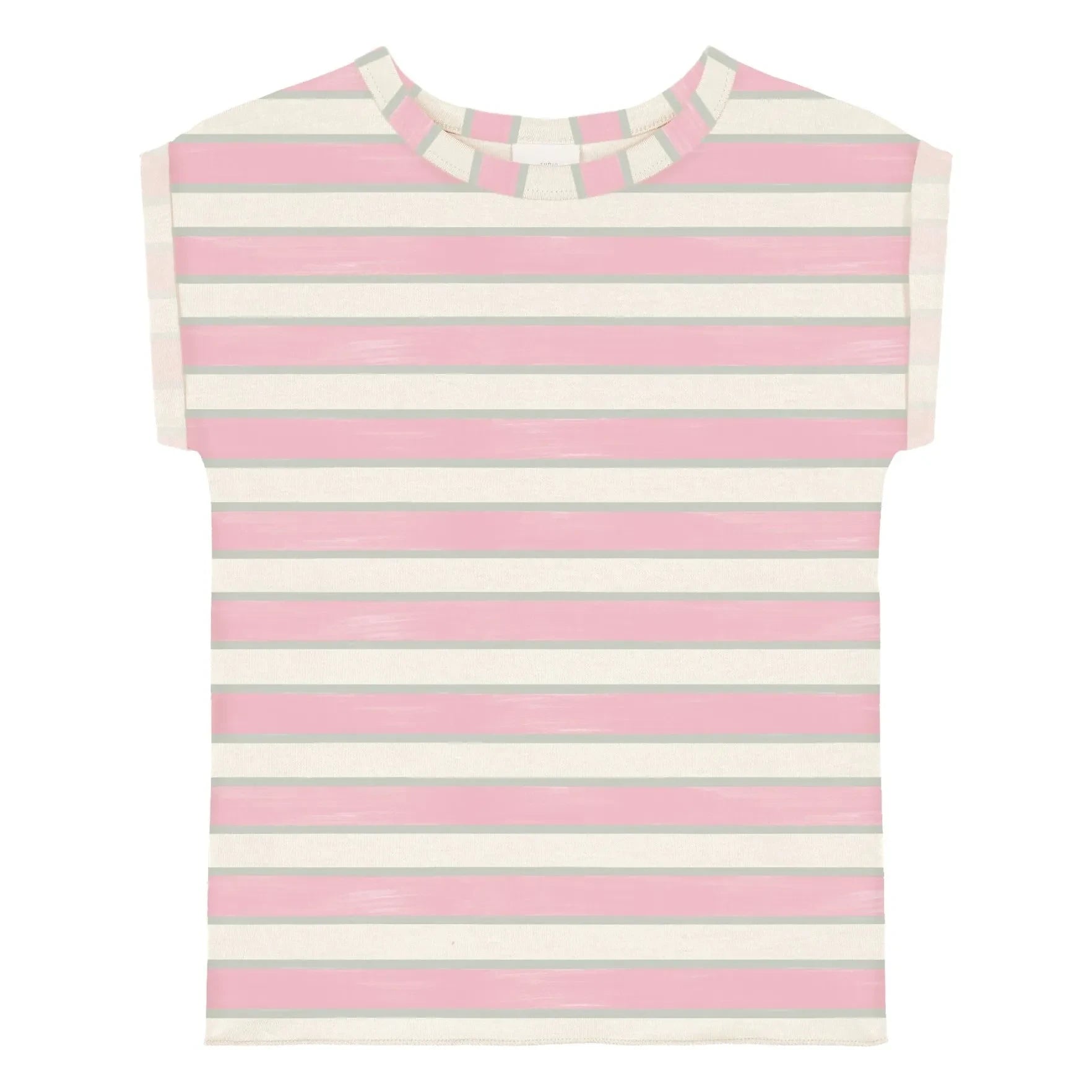 Studio Bohème - Bama Double Stripe Organic Cotton T-Shirt | Pink