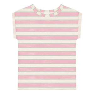 Studio Bohème - Bama Double Stripe Organic Cotton T-Shirt | Pink