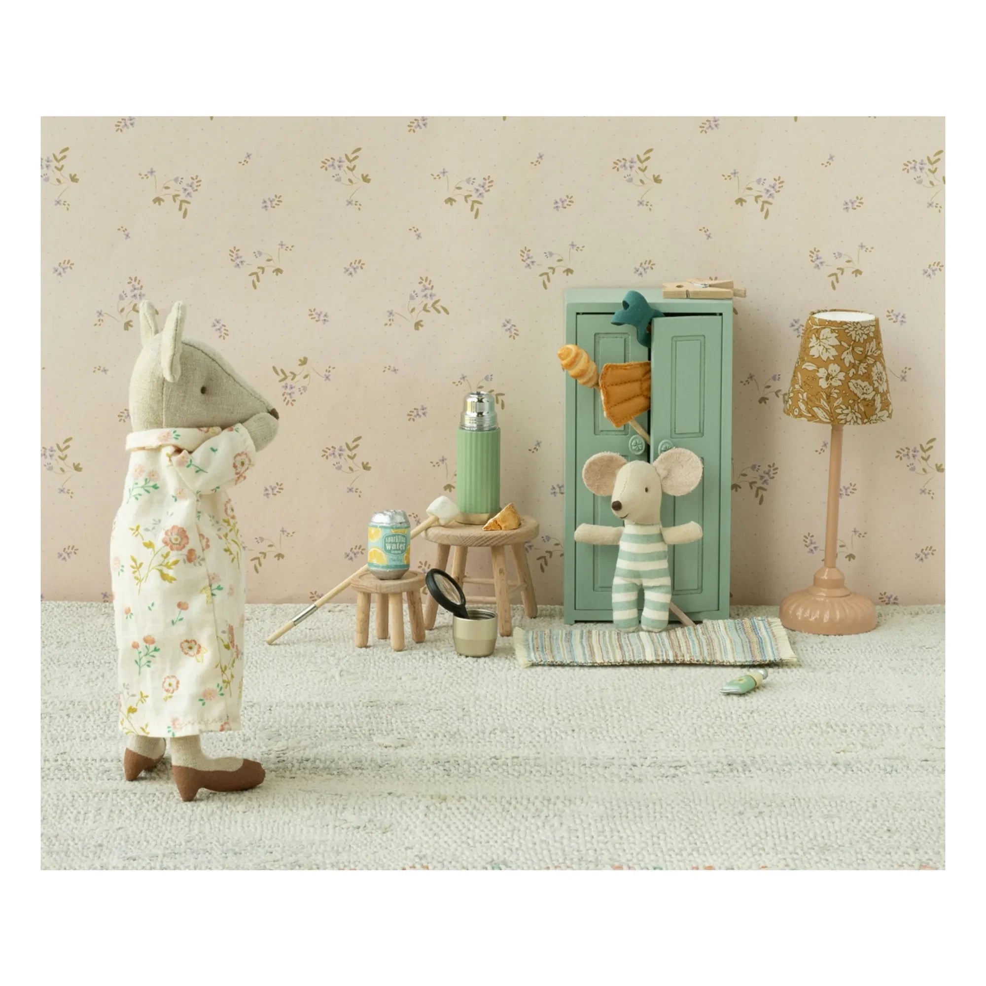 Maileg - Wardrobe and hangers | Grey Blue