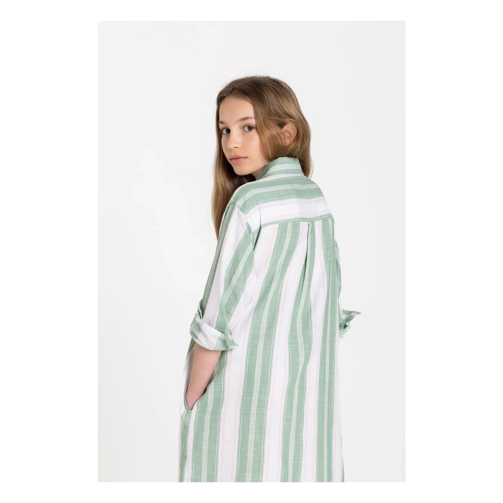 Smallable Kid - Striped Leya Shirt Dress | Mint Green