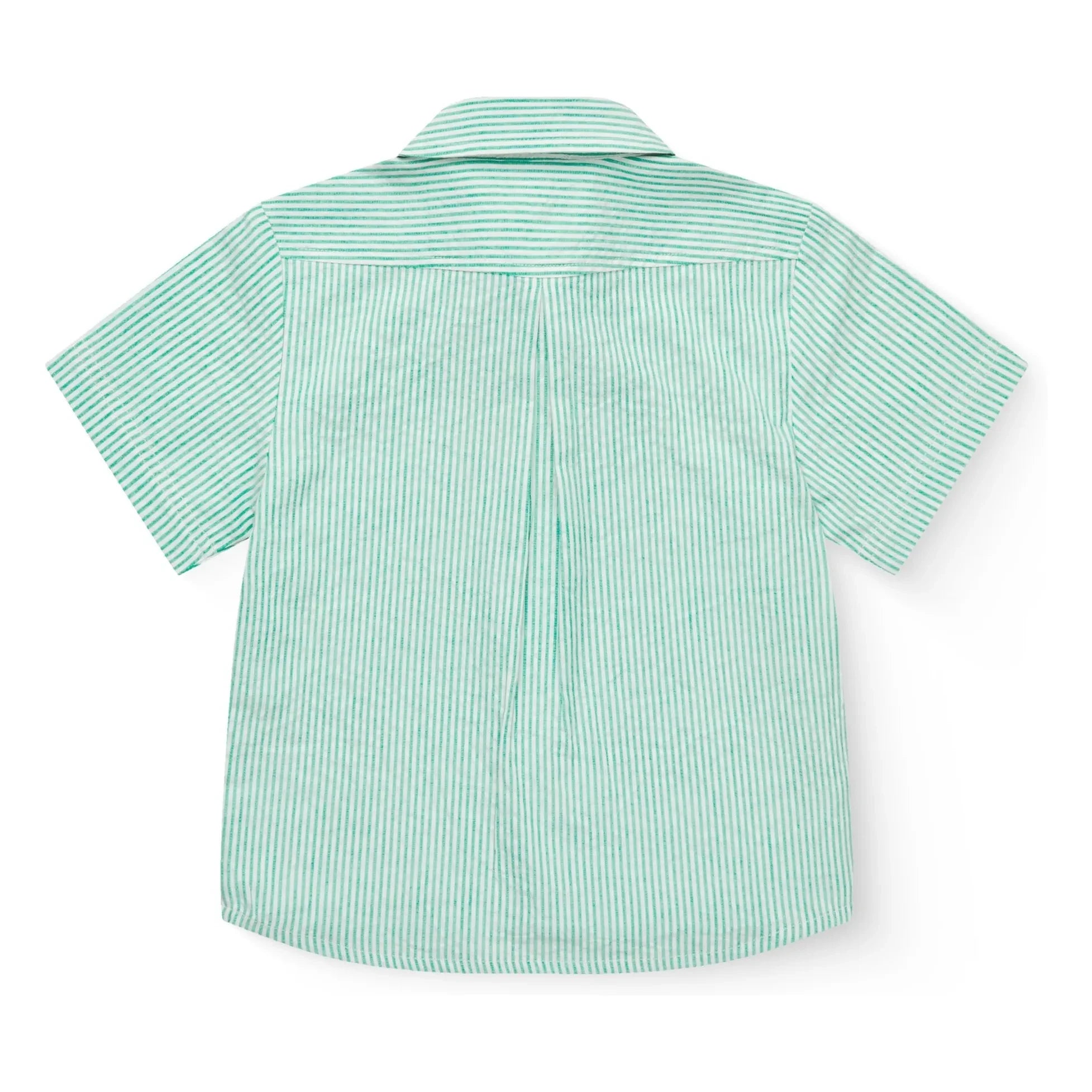 Copenhagen Colors - Striped Short Sleeve Shirt Seersucker Organic Cotton | Turquoise