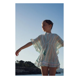 Lison Paris - Striped Bahia Kaftan Metallic | Blue