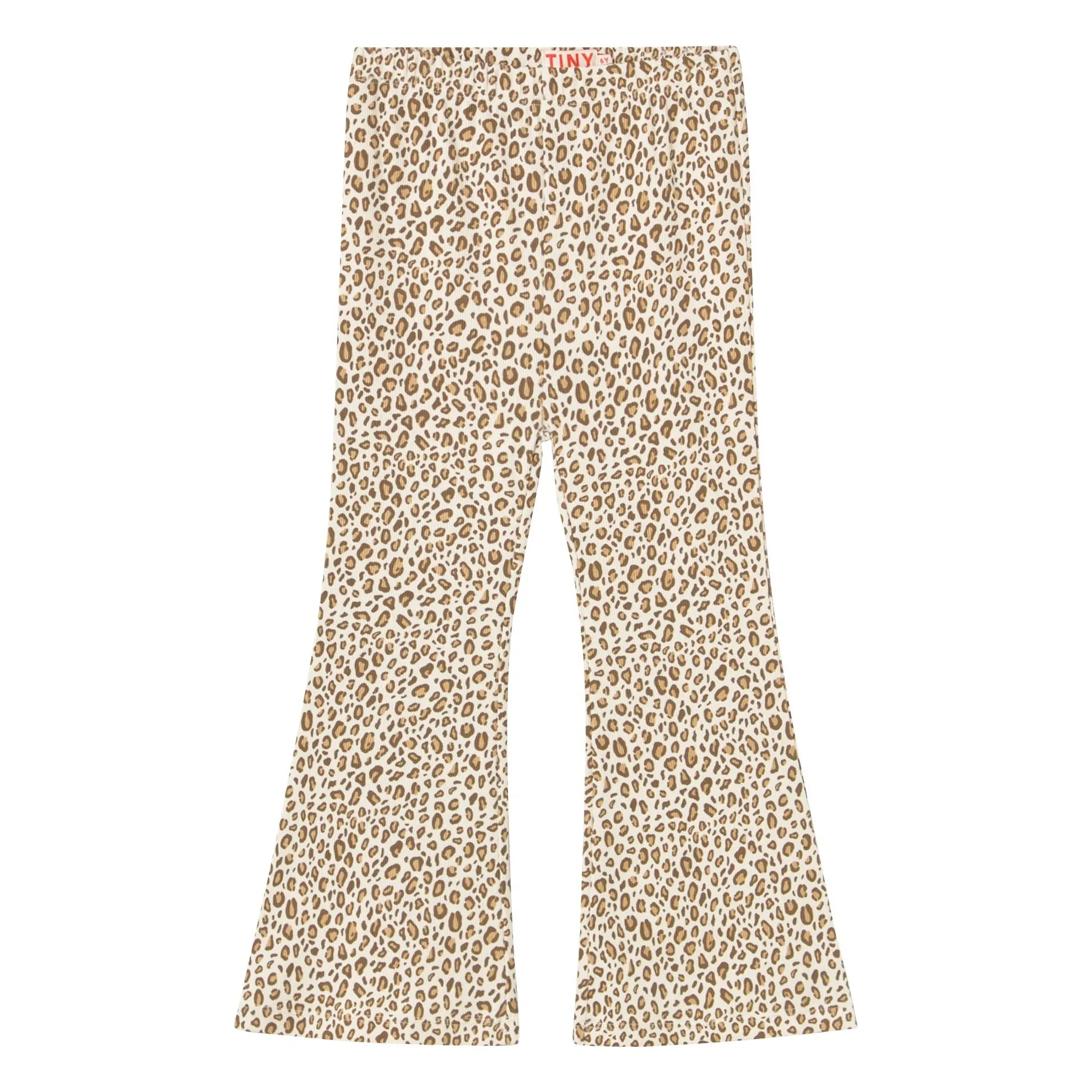 Tinycottons - Organic Cotton Leopard Rib Flare Pants | Beige