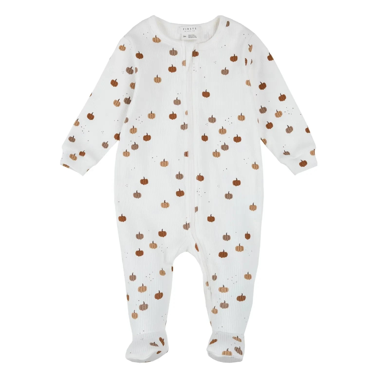 Petit Lem - Balkabağı Desenli Tulum Pijama, Modal ve Organik Pamuktan | Ekru