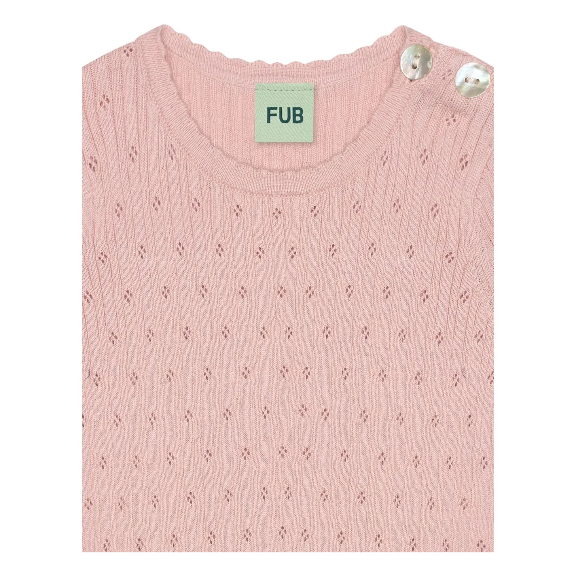 FUB - Pointelle Fine Knit Organic Cotton Bodysuit | Light Pink