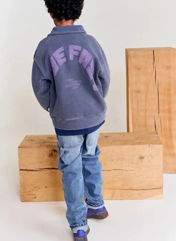 AO76 - Jack Polo Collar Sweatshirt Made from Recycled Cotton | Charcoal Grey
