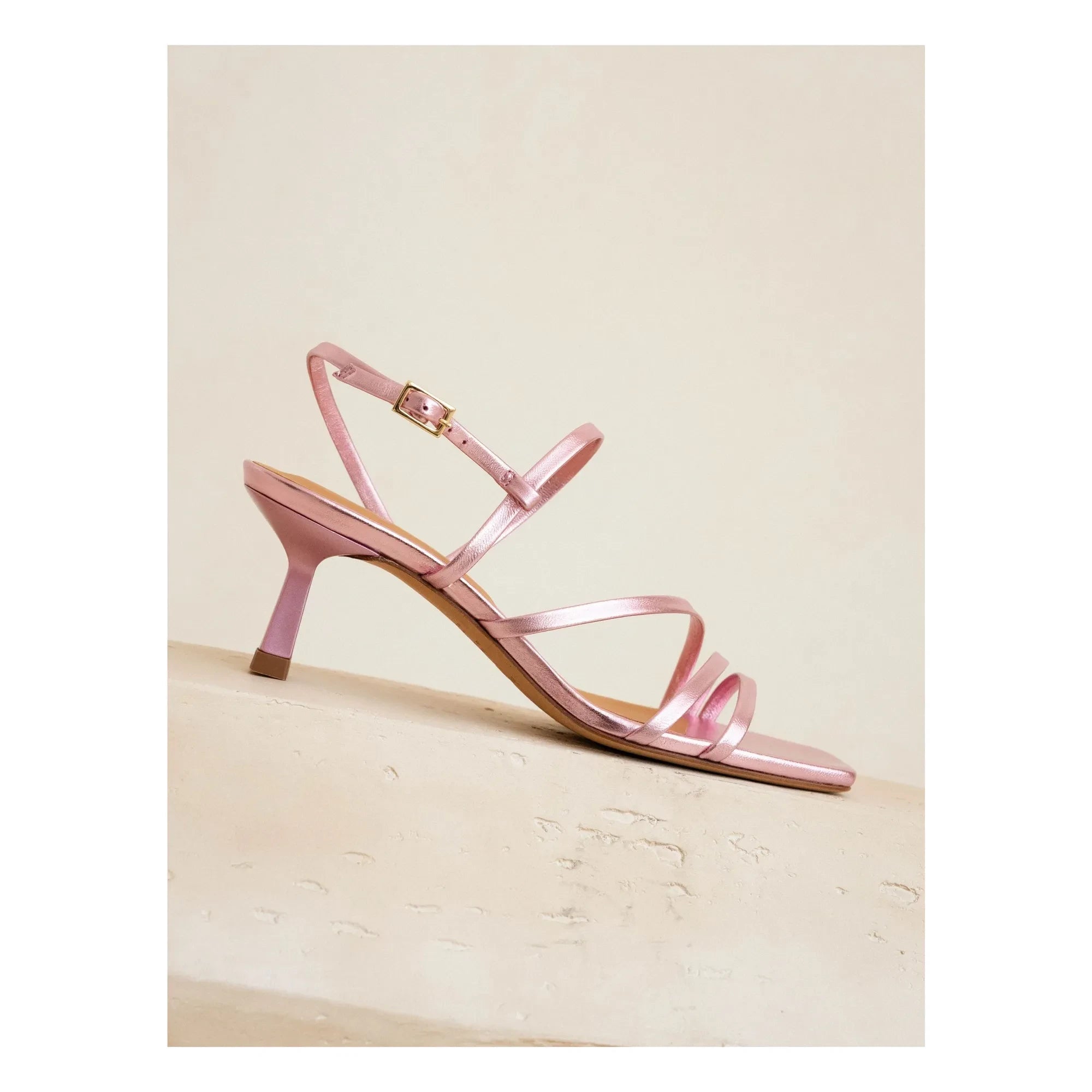 Bobbies - Alix Laminé deri sandaletler | Pembe