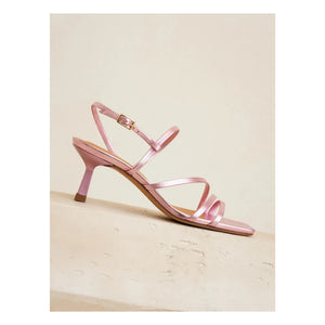 Bobbies - Alix Laminé deri sandaletler | Pembe