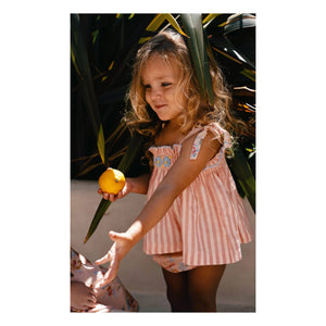 Lilinoa - Embroidered Annette Striped Top | Powder Pink