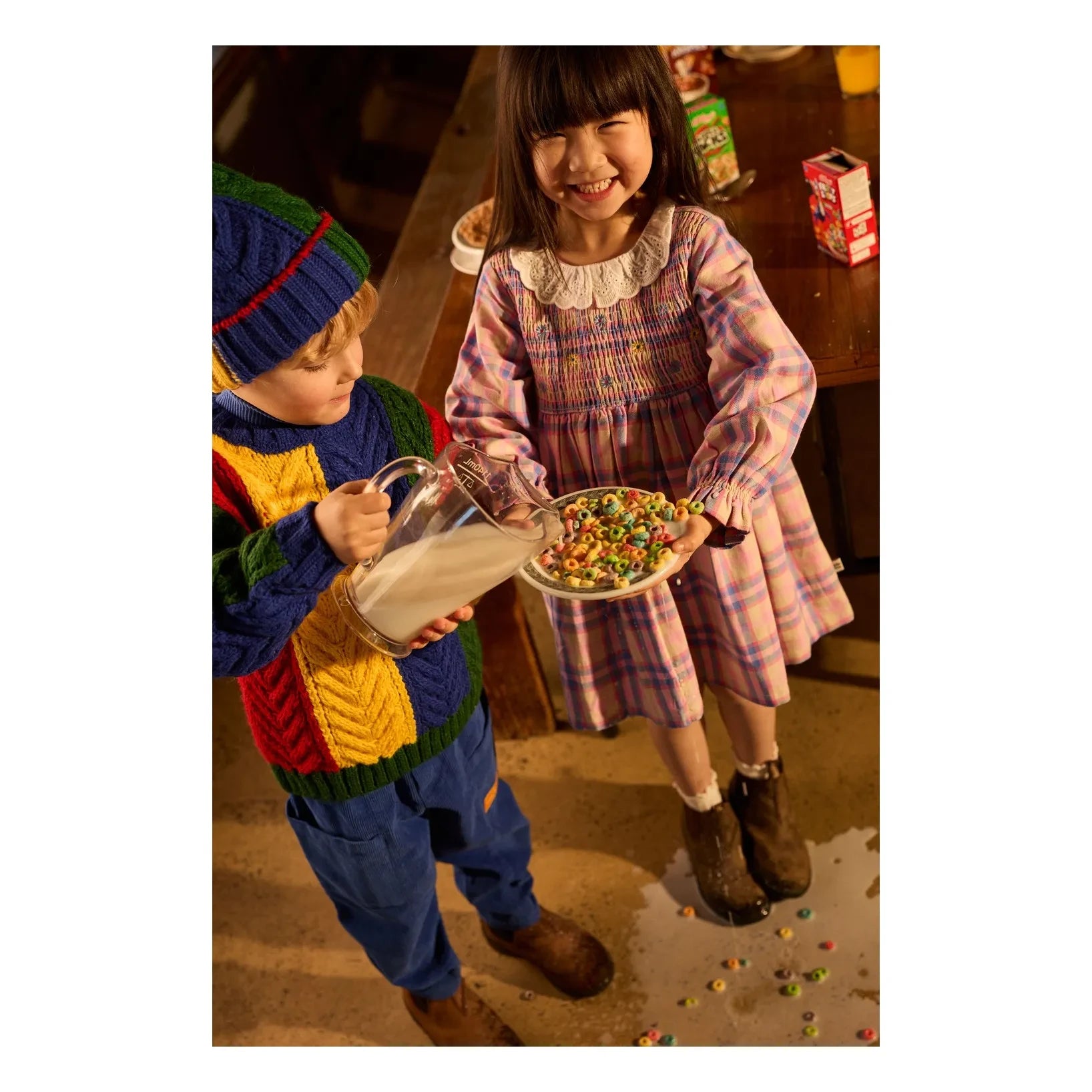Goldie + Ace - Büzgülü Ekose Elbise | Pembe