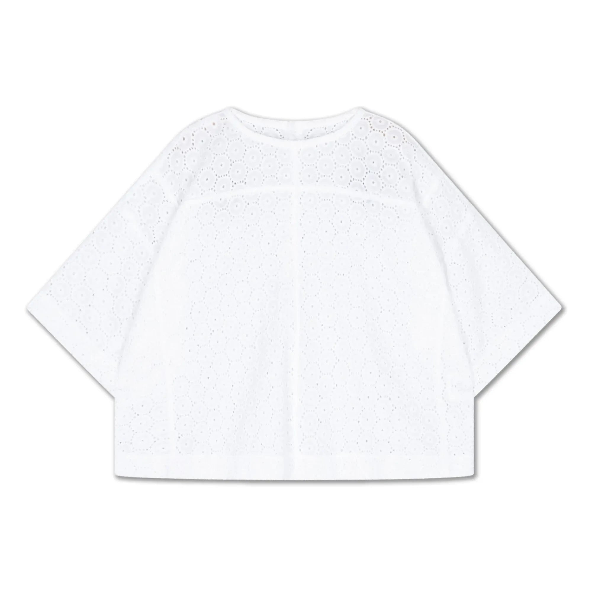 Repose AMS - Button-back blouse Embroidered Anglaise Organic cotton | White