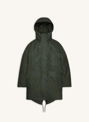 Rains - Long Parka Coat Nome W3T3 | Dark Green