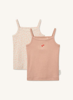Liewood - 2-Pack Naomi Leopard Organic Cotton Ribbed Tanks | Light Pink