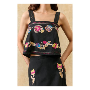 Louise Misha - Phaedra Organic Cotton Top | Black