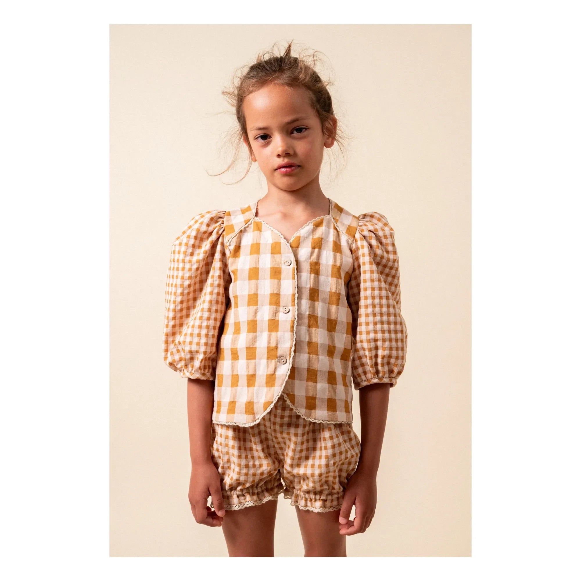 birinit - Organic cotton Vichy shorts | Caramel