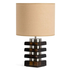 The Socialite Family - Glass and Textured Fabric Marta Table Lamp | Amber