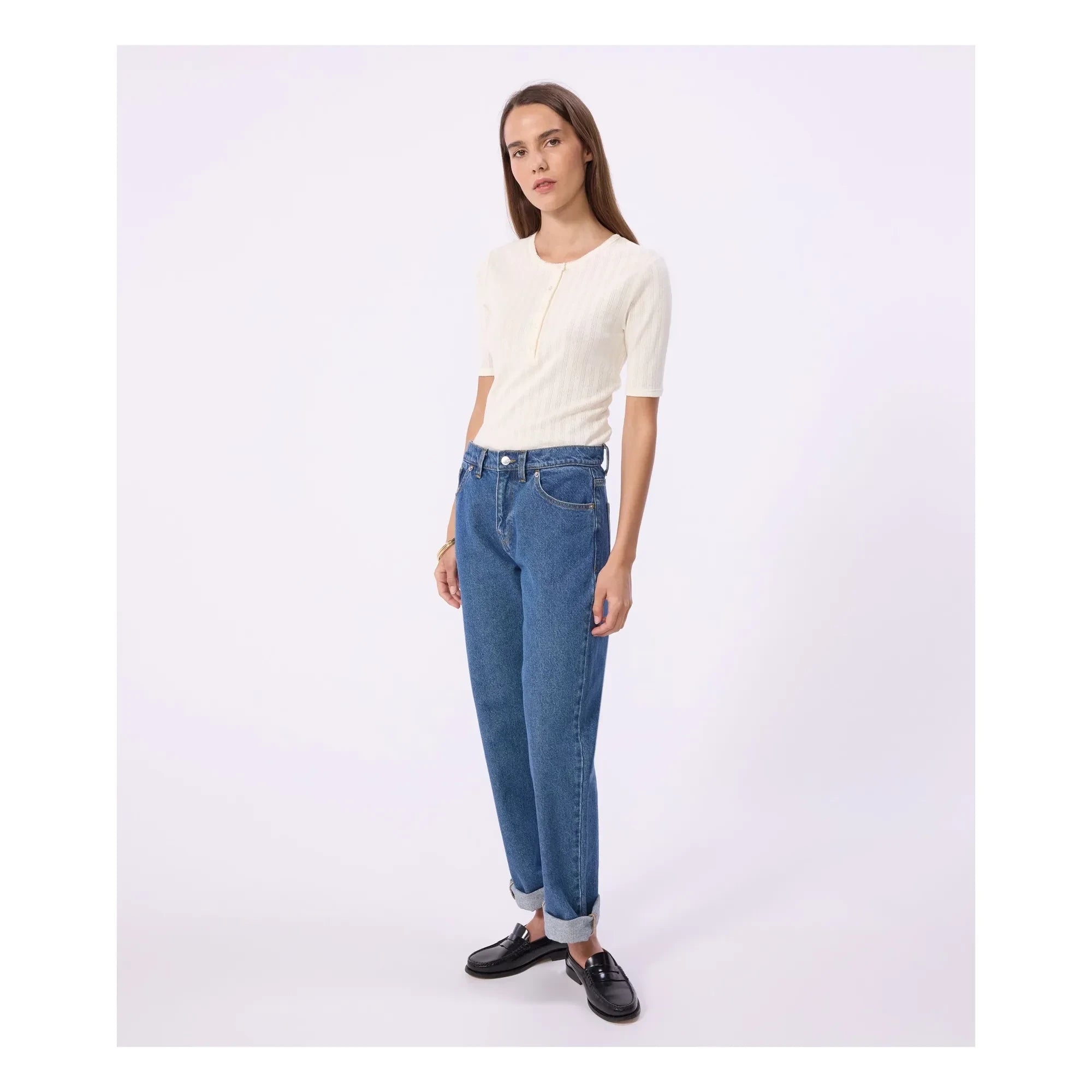Petit Bateau - Pointelle Tunus yakalı T-shirt | Ekru