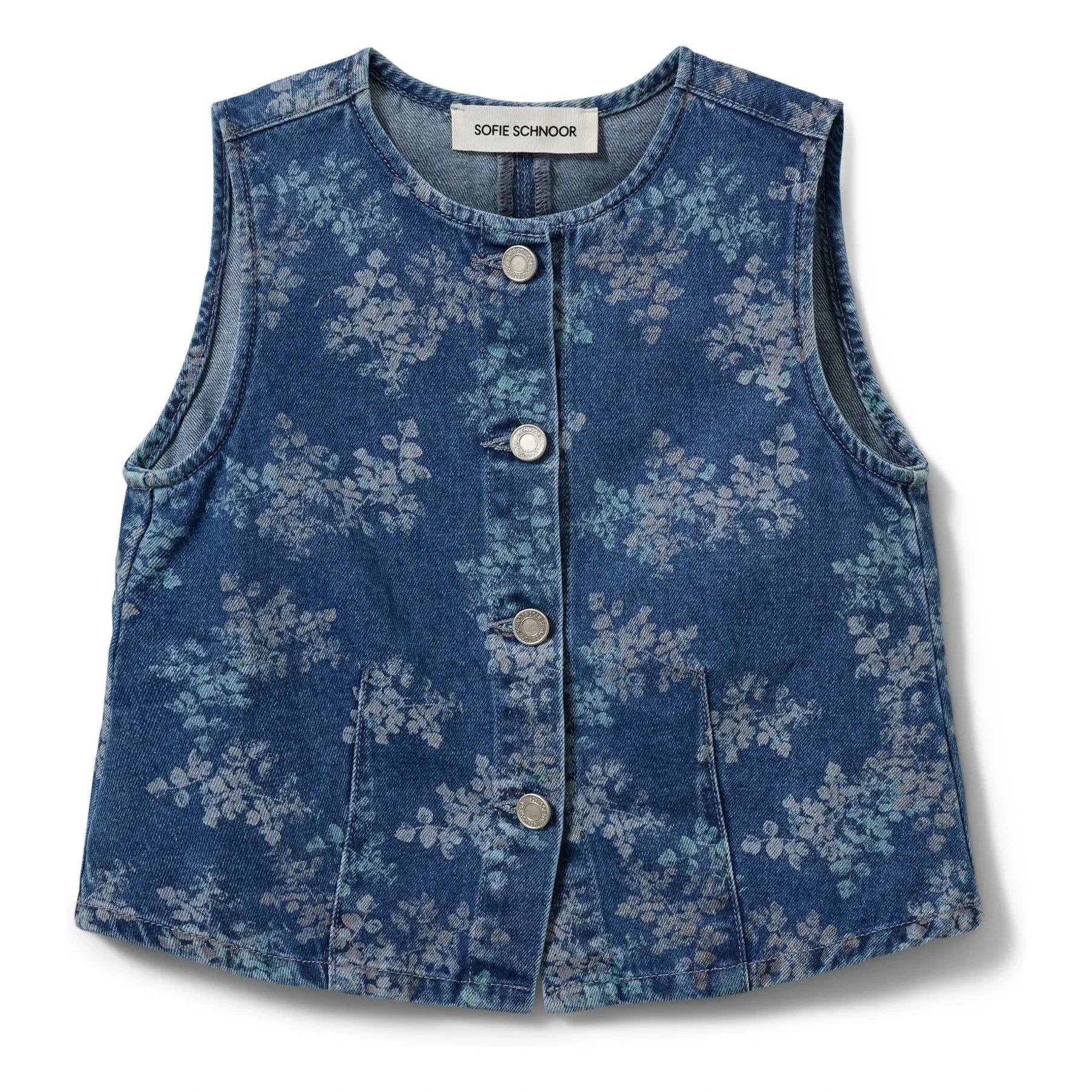 Sofie Schnoor - Carla Fleuri Denim Vest | Denim Blue