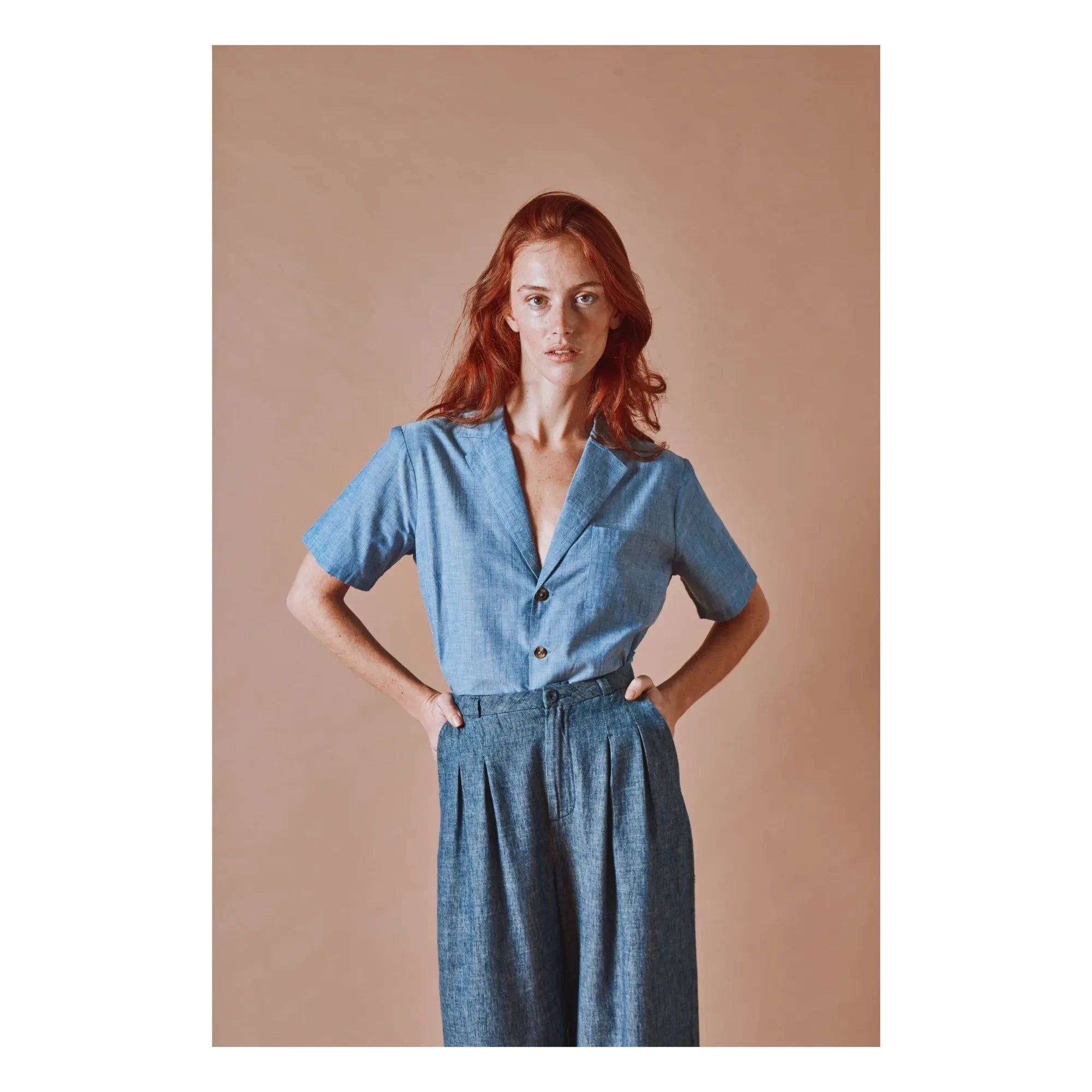 Emile et Ida - Blue Cotton Chambray Blouse