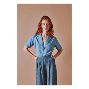 Emile et Ida - Blue Cotton Chambray Blouse
