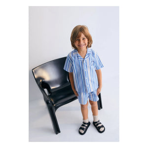 the new society - Tebas Striped Shirt | Light Blue