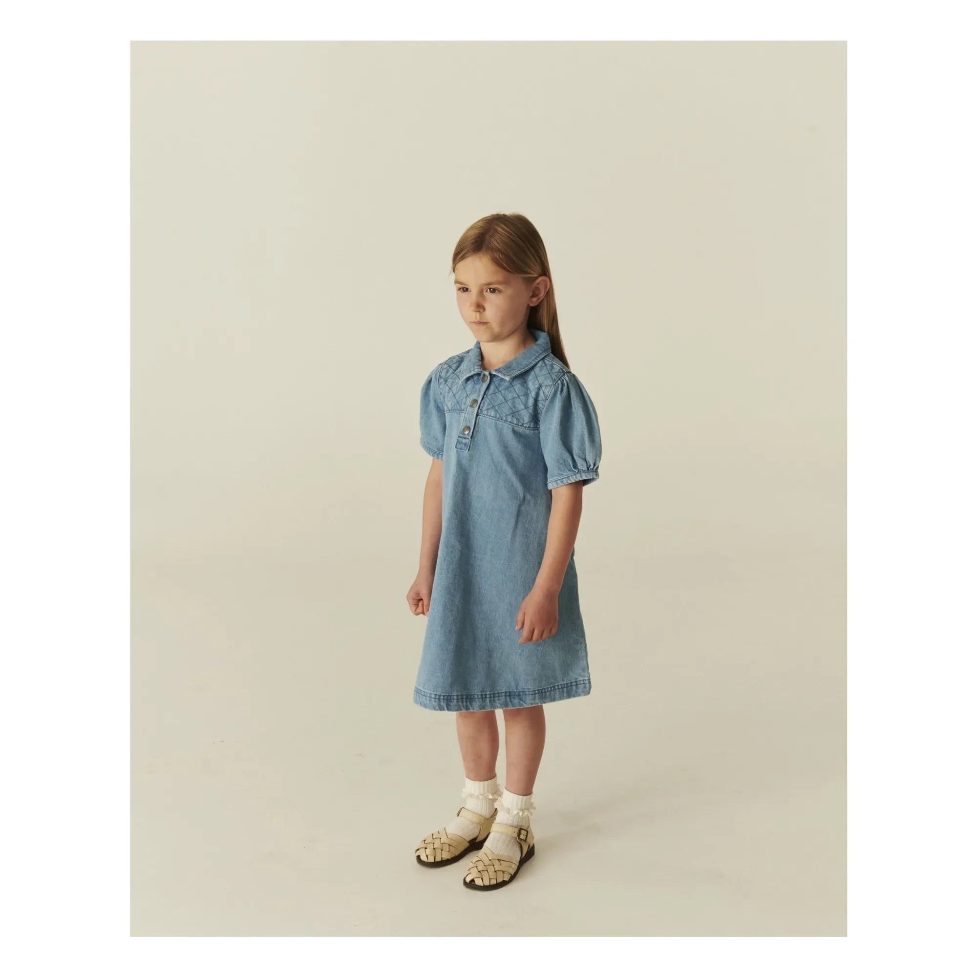 Copenhagen Colors - Quilted Denim Organic Cotton Dress | Light Blue