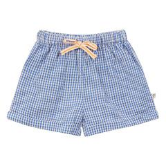 Arsène et Les Pipelettes - Vichy Seersucker Baby Shorts | Azure Blue