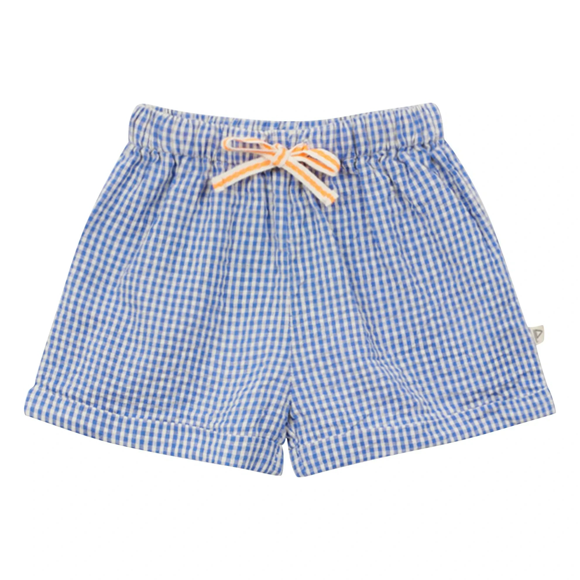 Arsène et Les Pipelettes - Vichy Seersucker Baby Shorts | Azure Blue