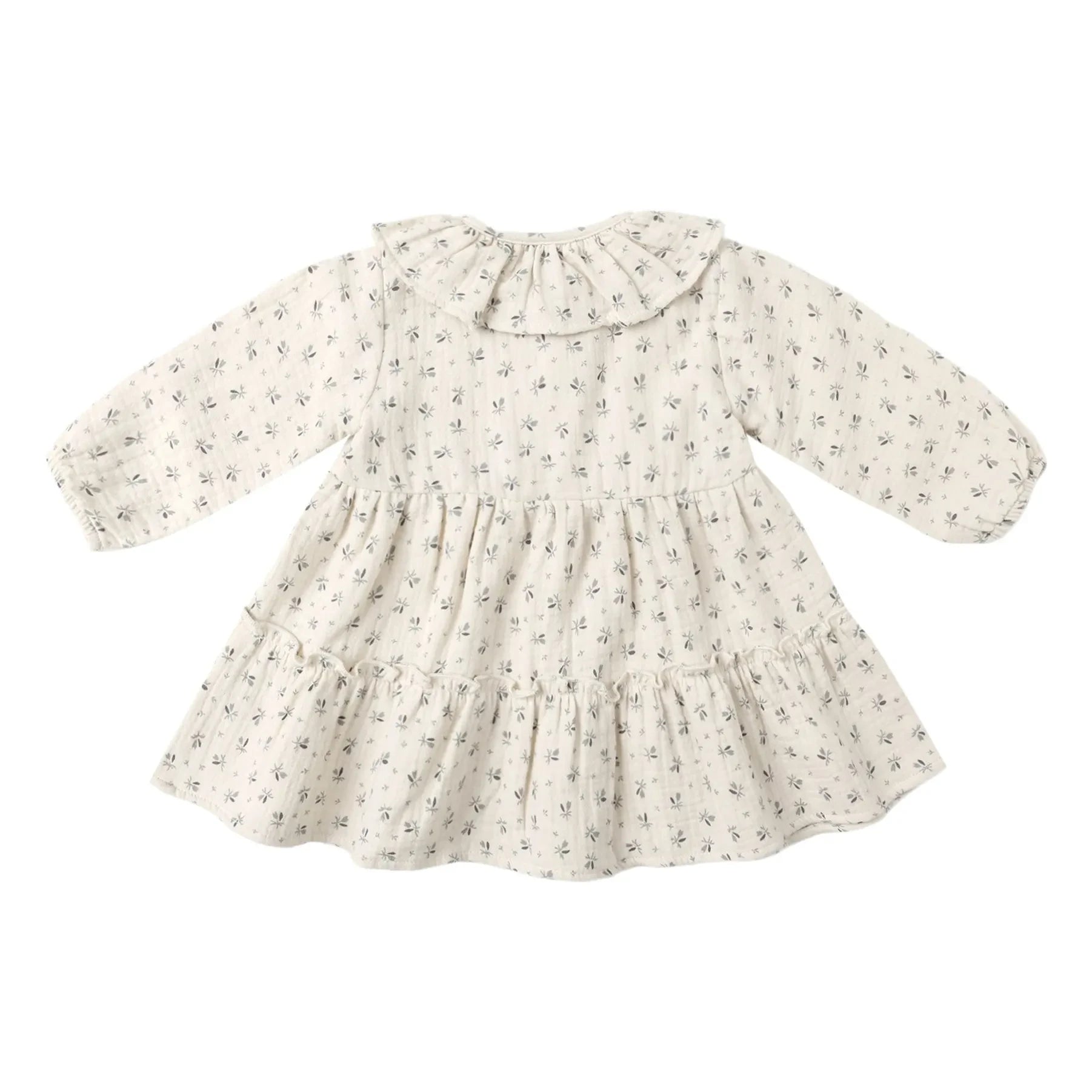 Quincy Mae - Organic cotton floral ruffled dress | Ecru