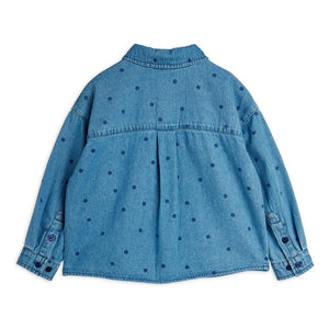Mini Rodini - Organic Cotton Polka Dot Denim Shirt | Blue