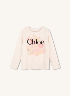 Chloé - Tişört Chiné Chloé Flowers Organik Pamuk | Ekru