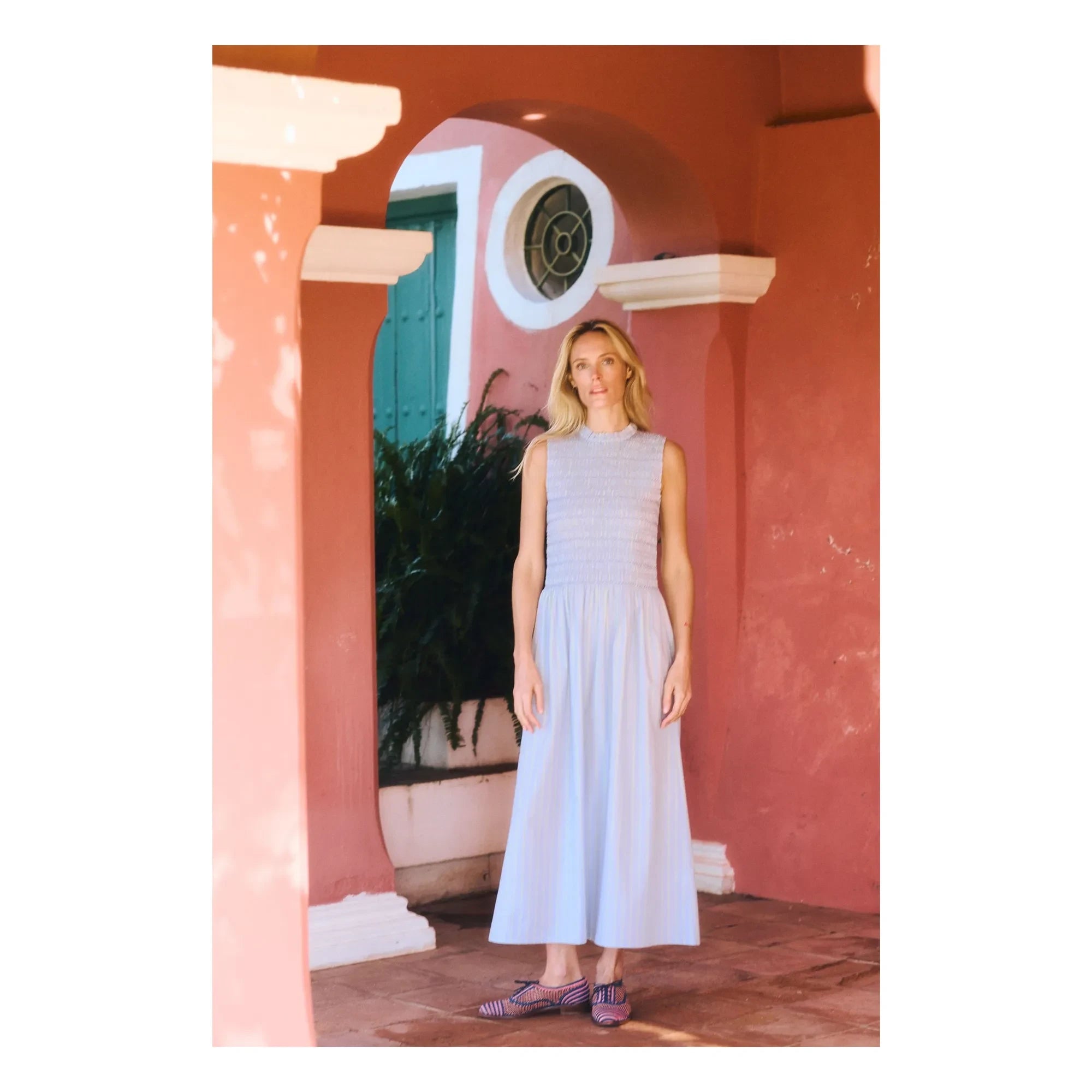 Maria de la Orden - Saint Barth Cotton Striped Dress | Light Blue