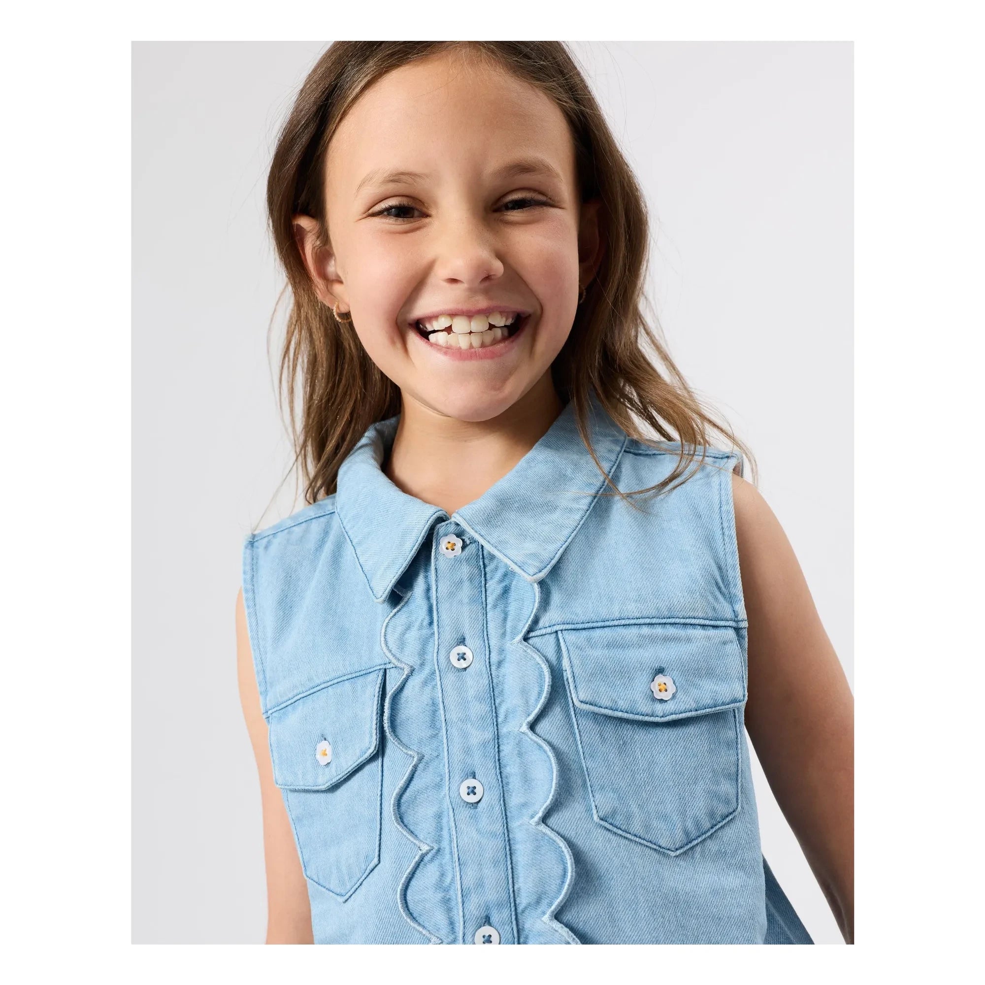 Goldie + Ace - Sleeveless Chambray Vest | Blue