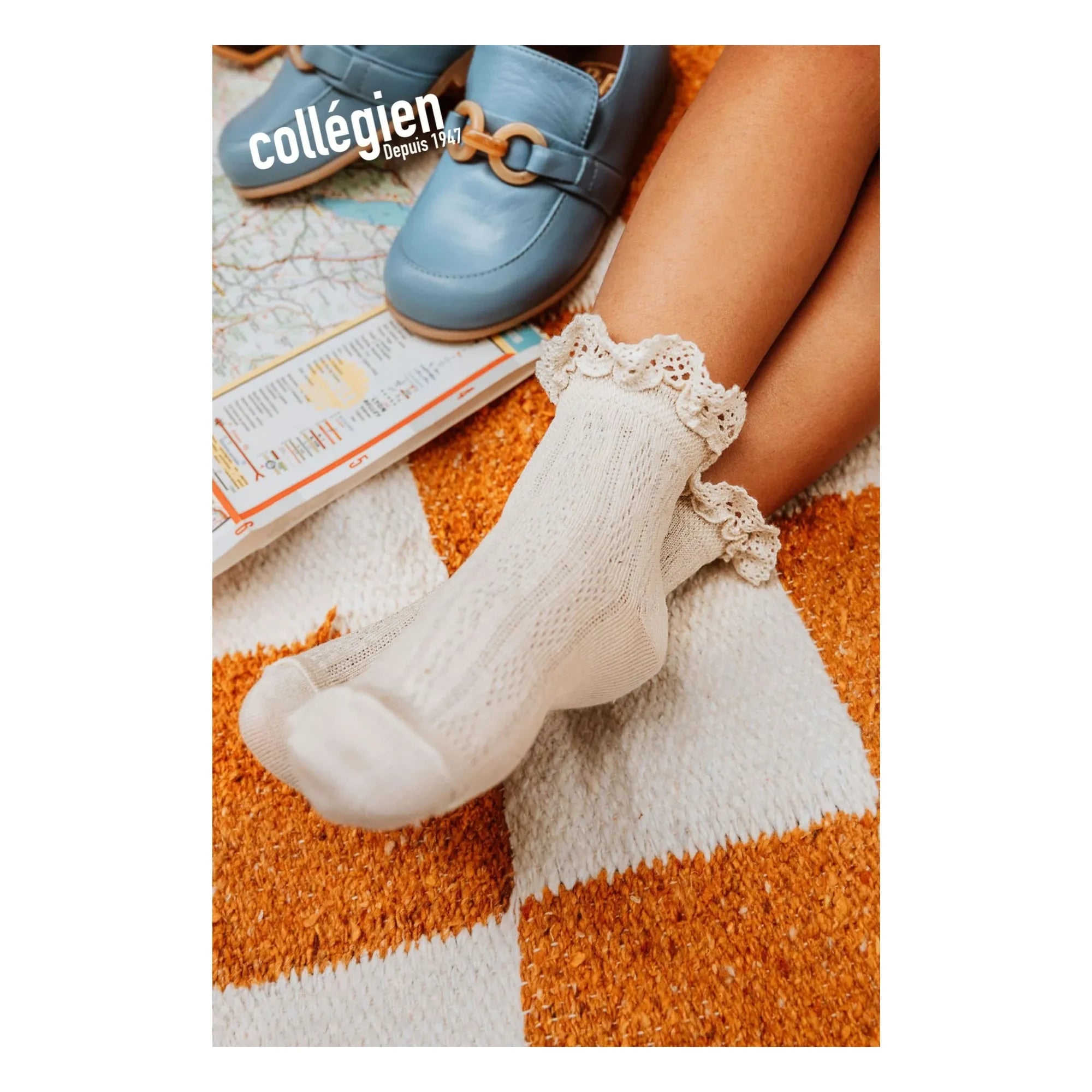 Collégien - Annette Lace Ruffled Socks | Natural