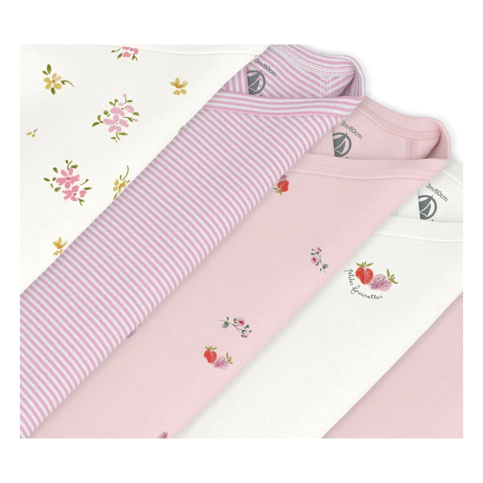 Petit Bateau - Pack of 5 Organic Cotton Floral Bodysuits | Pink