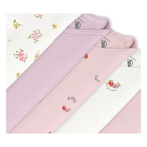 Petit Bateau - Pack of 5 Organic Cotton Floral Bodysuits | Pink