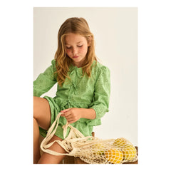 Cozmo - Alma Embroidered Blouse | Grass Green