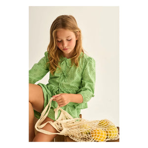 Cozmo - Alma Embroidered Blouse | Grass Green