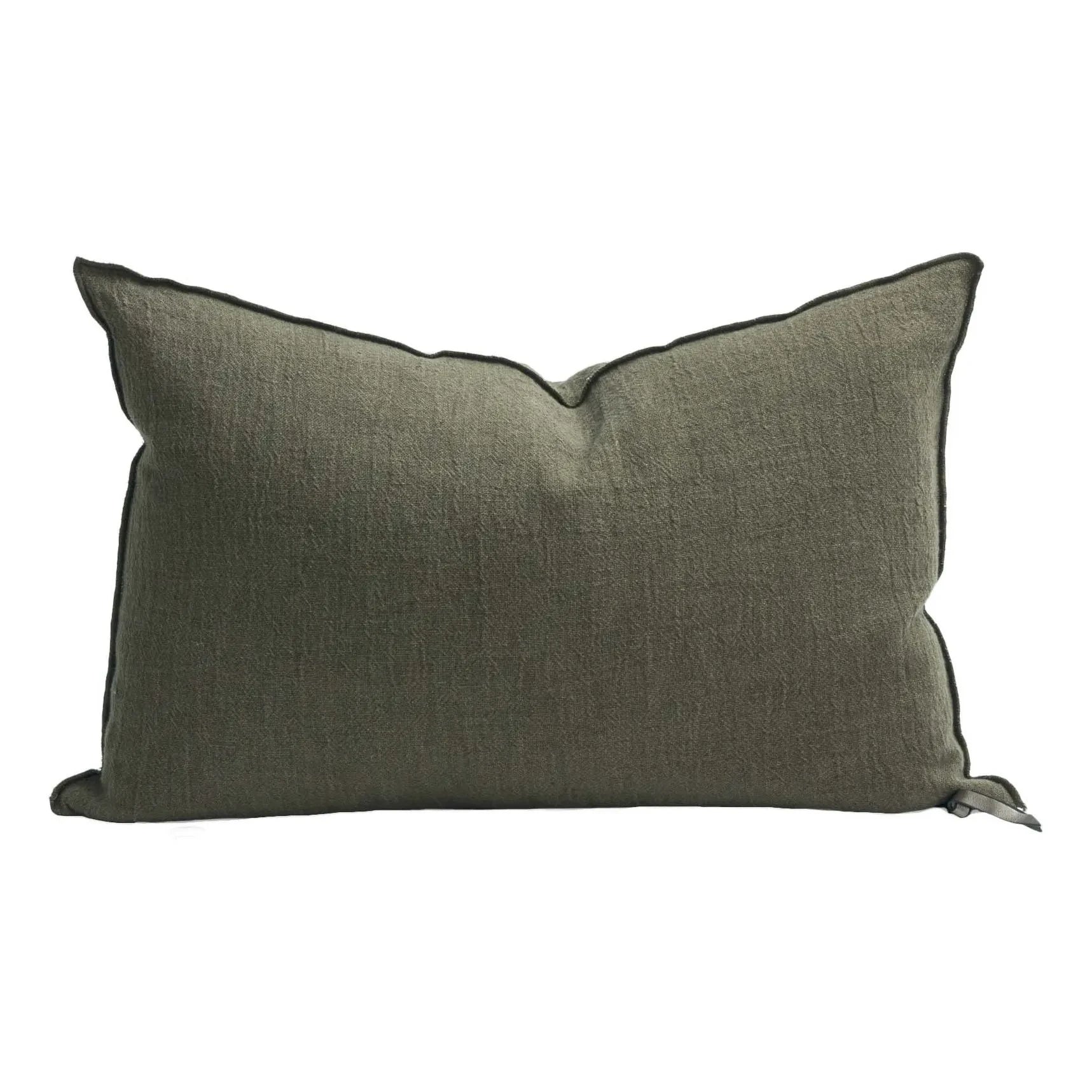 Maison de Vacances - Vice Versa Washed Linen Crepe Cushion | Khaki